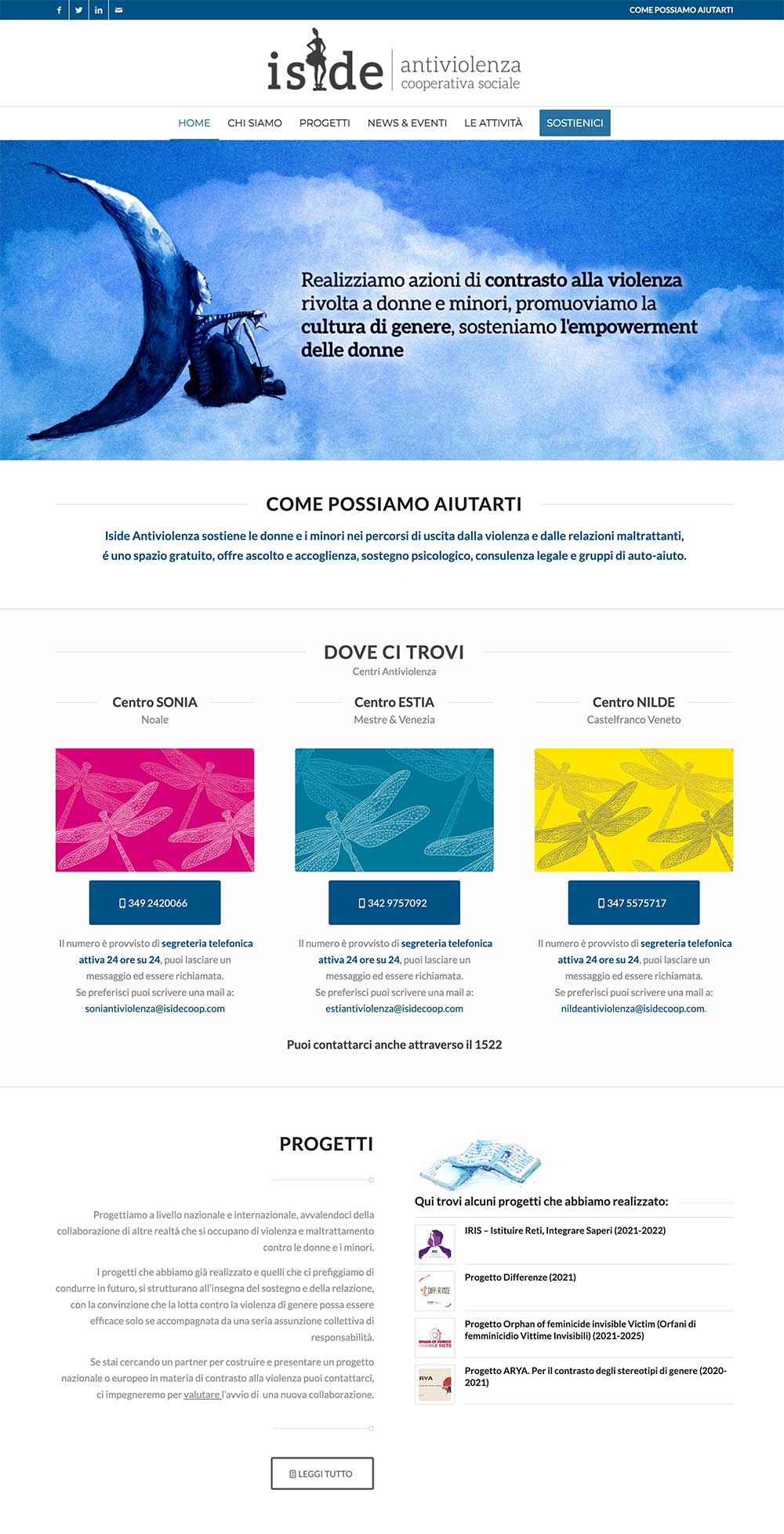 Progetto di sito web e materiali coordinati di comunicazione – Iside Antiviolenza