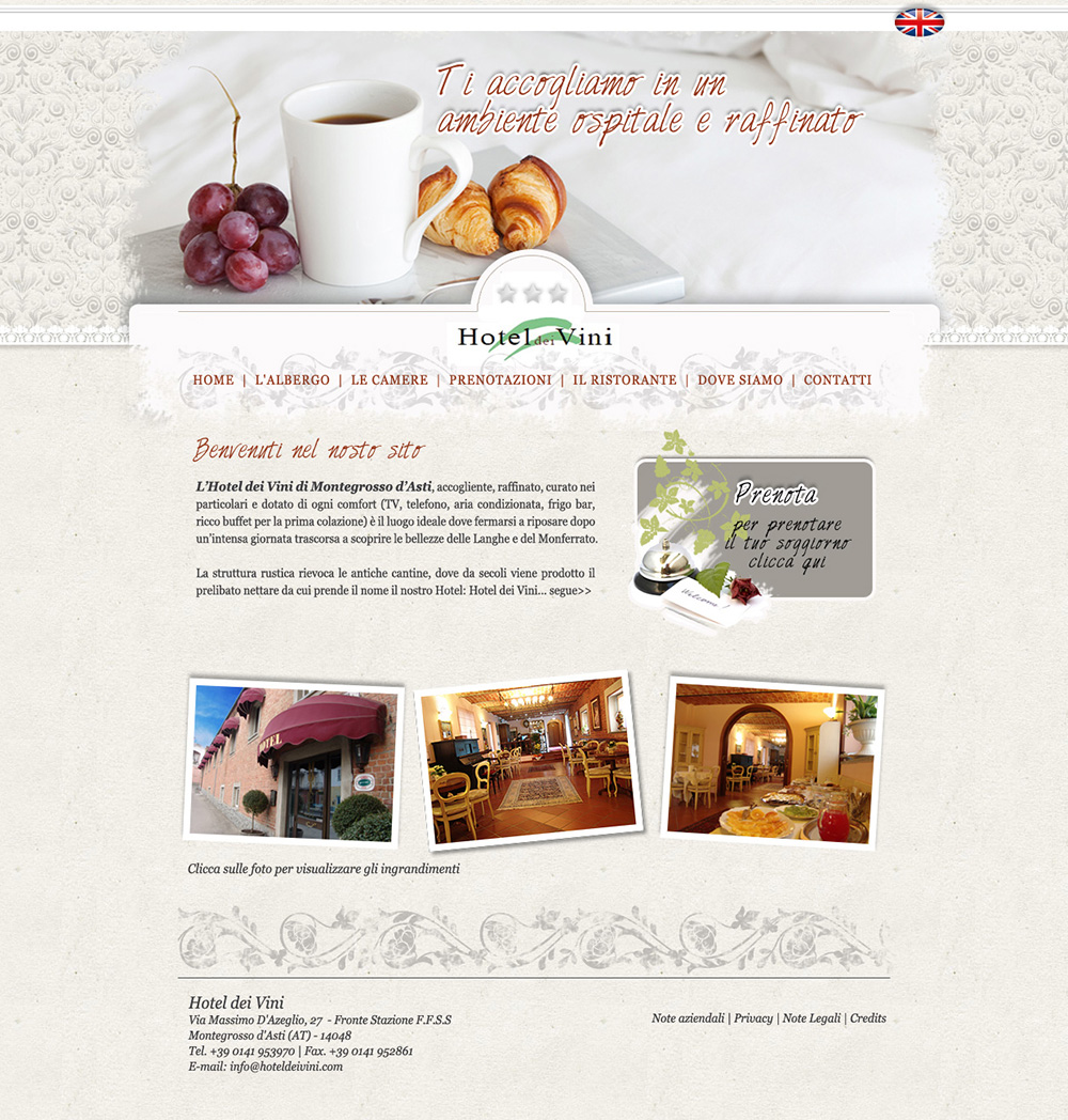 Realizzazione sito web Hotel dei Vini homepage