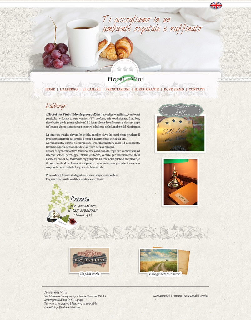 sito web Hotel dei Vini pagina contatti