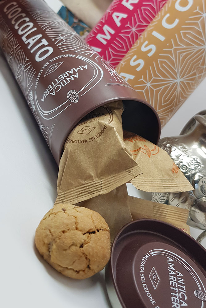 studio packaging alimentare Antica Amaretteria gusto Cioccolato